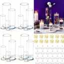 UDU 16 Set Glass Cylinder Vases for Centerpieces with 80000 Clear Beads 24 White Floating Candles 12 Pearl String Center Pieces Decoration for Table Table Wedding Party Home