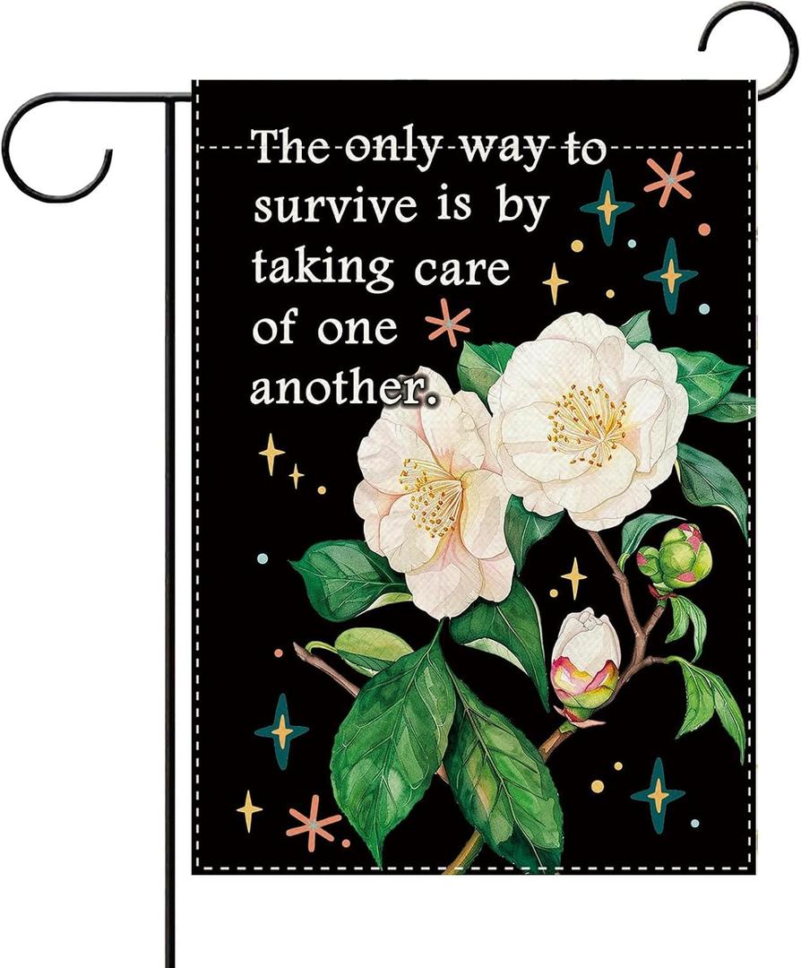 4 x White Camellia Flower Inspirational Decorative Garden Flag
