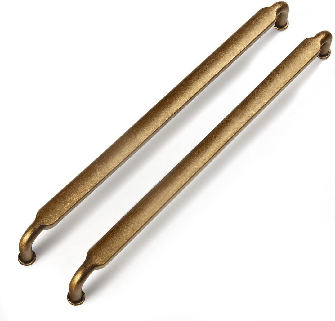Goo-Ki 6 Pack 5'' Center to Center Vintage Antique Brass Cabinet Pulls – Sleek Tapered Handle for Classic Furniture Retro Kitchen Drawer Hardware