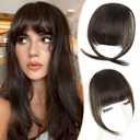 Clip in Bangs Real Human Hair,Dark Brown Bangs Hair Clip on Fake Bangs with Temples for Women Daily Wear(Dark Brown)