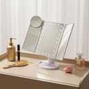 Ms. Pen- Tri-Fold Makeup Mirror Vanity with Lights, 9" x 13.6", 1X/2X/3X/10X Magnification, 24 LED Touch Screen, Dual Power Supply, 180 Rotation, Portable Lighted Cosmetic Mirror for Makeup & Travel