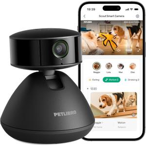 PETLIBRO AI Pet Camera Indoor with Phone App, 360 Auto Tracking Dog Camera Multi-Pet Recognition & AI Day Summary, 1080p Cat Camera Night Vision, 2-Way Talk WiFi Cam Pet with 2.4G/5G (Black)