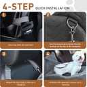 Dog Car Seat for Small/Medium Dogs Up to 30 lbs, Memory Foam Dog Booster Car Seats with Waterproof PU Cover, Pet Seat with Storage Pockets & 2 Safety Belt for Travel(Grey)