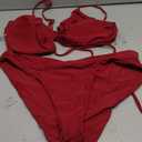 Meetall Women's High Cut String Triangle Bikini Set Swimsuits Sexy Bathing Suits 2 Piece (Red) XL