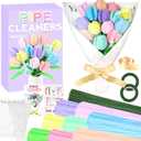 Pipe Cleaners Craft Kit 8 Assorted Colors Pipe Cleaners Bulk Flower Making Kit Chenille Stems DIY Arts and Crafts Supplies for Kids Adults Creative Bouquet Festival Home Decor Toys Gifts, Tulip