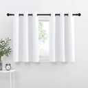 NICETOWN Small Window Curtain Panels - Pure White Elegant Home Decor Grommet Design Short Solid Curtain Kitchen Panels for Home Decor (White, 42W by 36L 1.2 Inches Header, 2 Pieces) (42"W x 36"L (Pack of 2))