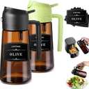 2-in-1 Glass Oil Dispenser & Sprayer - 16oz/470ml Leakproof Bottle for Cooking, Air Fryer, BBQ, Baking, Salad (Light-Blockage Black And Green)