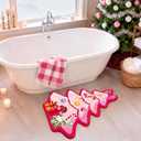 Christmas Bathroom Rug,Pink Christmas Tree Gifts Design Bath Rugs,Soft and Absorbent Bath Mats,Non-Slip Rug for Bathroom Shower Bath and Bedroom,Christmas Decoration Gifts(26in x 22in) (1'10" x 2'2" (Rectangular))