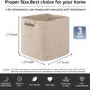 OIAHOMY Storage Cubes 11 Inch Storage Bins-3-Pack, Cotton Rope Woven Baskets for Organizing, Square Storage Baskets for Shelves Organizer, Classroom, Kids Toy Bins, Closet, Baby Nursery-Brown