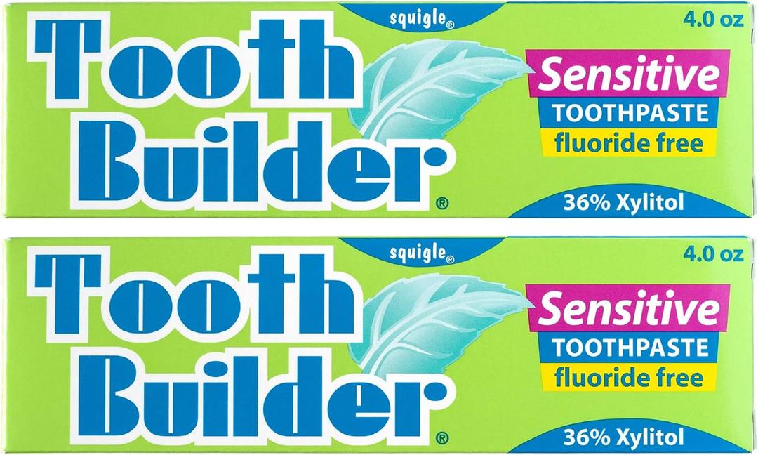 Squigle Tooth Builder SLS Free Toothpaste (Stops Tooth Sensitivity) Prevents Canker Sores, Cavities, Perioral Dermatitis, Bad Breath, Chapped Lips, 4 oz (8 Ounce (Pack of 2), Unflavored)
