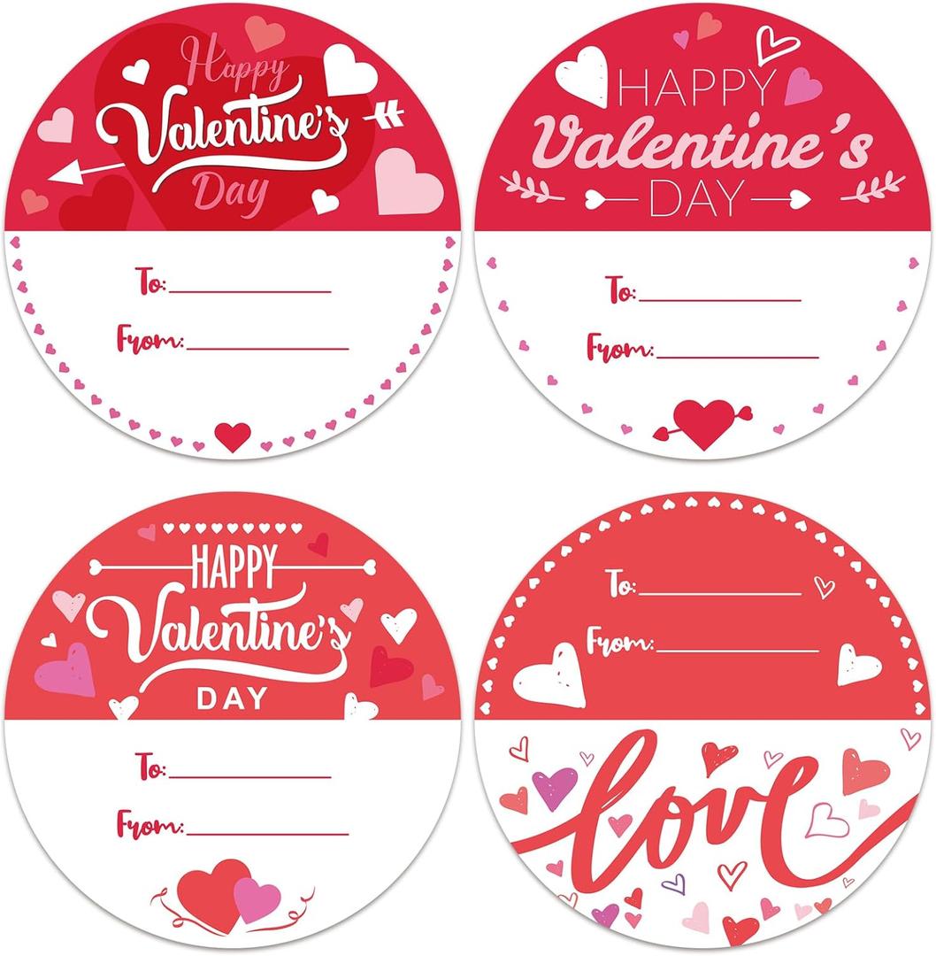 Geyoga 1000 Pcs Happy Valentines Day Tag Stickers Red Heart Love Envelope Stickers 1.2 Inch Sweet Valentines Labels for Kids Candy Bag Envelope Seals for Classroom Valentine Gift Wrap