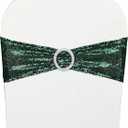 Sequin Chair Sashes 50 Pack - High Elasticity Spandex Stretch Chair Bows with Buckle for Wedding, Party, Banquet Decor Shimmering Elastic Bands for Folding & Dining Chairs, Hunter Emerald Green
