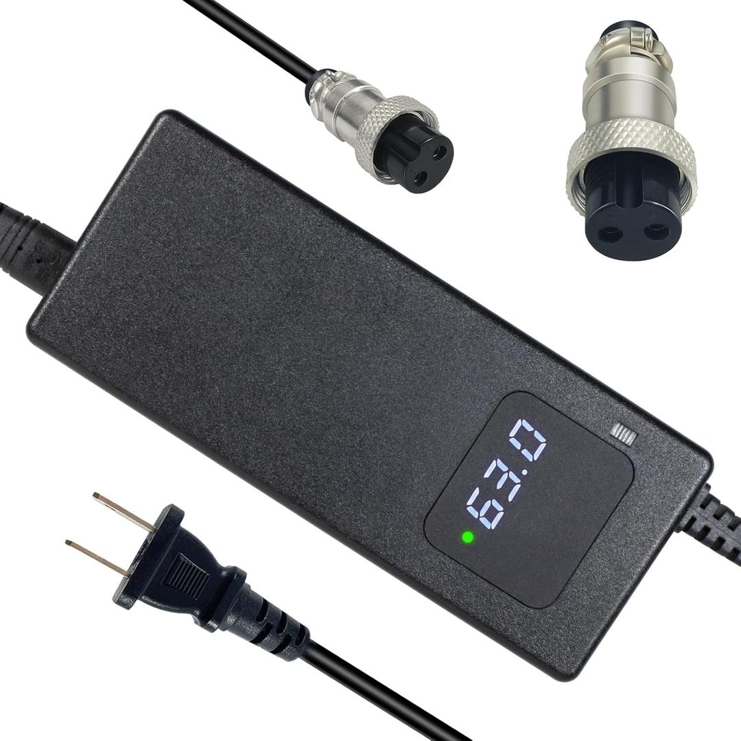 YZPOWER 63V 2A 4 Prong Battery Charger Compatible with Ninebot S S-MAX Mini lite,Power Charger Replacement ninebot Go Kart Kit,Gokart Pro 55.5 Lithium Battery