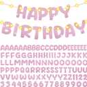 TaoBary 112 Pcs Glitter Letter Custom Banner DIY Customizable Banner Kit Including 107 Letters and Numbers 3 Rope for Halloween Birthday Party Anniversary Personalized Decor (Pink)