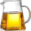 Glass Pitcher with Handle, Milk and Cream Pitcher Cup Jug, Heat Resistant Borosilicate Glass Creamer for Coffee Tea or Maple Syrup Serving, Stovetop & Microwave Safe (32oz/ 950ML)