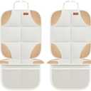 SMART ELF Car Seat Protector, 2Pack Seat Protector Protect Child Seats with Thickest Padding and Non-Slip Backing Mesh Pockets for Baby and Pet,Sedan SUV Truck (Beige Brown)