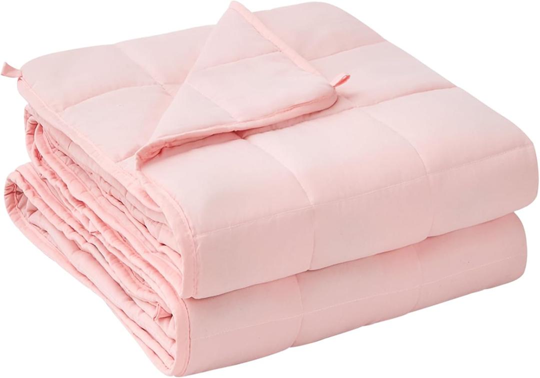 Yescool Weighted Blanket for Adults (20 lbs, 60” x 80”, Pink) Cooling Heavy Blanket for Sleeping Perfect for 190-210 lbs, Queen Size Breathable Blanket with Premium Glass Bead, Machine Washable