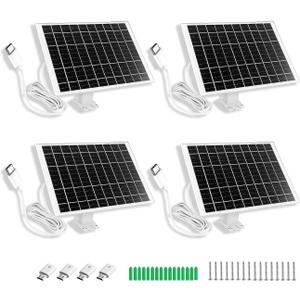 4 Pack 7W Camera Solar Panel Charger Compatible with eufyCam 3/S330, 3C/S300, S350/C220/C210, eufy SoloCam S220/S340/C210 Camera Solar Charger with 9.3FT Type-C Charging Cable Cord & Micro USB Port