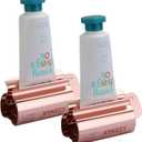 XYKEEY Toothpaste Tube Squeezer - Set of 2 Toothpaste Squeezer Rollers, Metal Toothpaste Tube Wringer Seat Holder Stand (Coral)