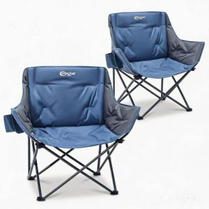 Portal 32" Oversized Camping Chair, Foldable Heavy Duty 350 lb Padded Ergonomic Seat for Big & Tall Adults, Pinch-Free Extra Wide Design Featuring Cup Holder & Carry Bag for Fishing, Lawn & Sidelines (Blue)