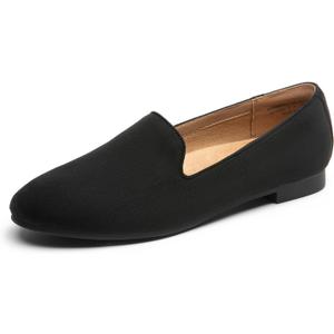 DREAM PAIRS Round Toe Flats for Women Dressy Comfortable, Slip-On Dress Business Casual Office Work Shoes for Women (7, Black-suede)
