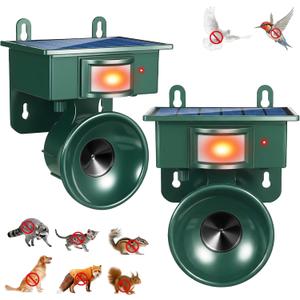 2026 New Solar Ultrasonic Bird Repellent Outdoor, 2 Pack Woodpecker Deterrent for House, Keep Birds Away, Pigeon Bird Deterrents for Outside, Birds Scare Devices for Balconies Yard Garden Farm Orchard