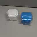 Denture Bath Box Cup, Complete Clean Care for Dentures, Clear Braces, Mouth Guard, Night Guard & Retainers,Traveling (Blue & White)