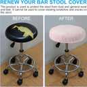 PATIKIL Stool Covers Round, 2 Pcs Elastic Bar Stool Covers Washable Stool Cushion Slipcover Stretchy Bar Chair Seat Cover for 14-18 Inch Chair, Dark Blue
