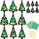 Qyeahkj 36 Set Christmas Tree Suncatchers Crafts for Kids DIY Xmas Tree Window Tissue Paper Craft Kit Hanging Decor for Christmas Winter Home Activity Art Project Birthday Party Favor Gift