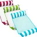 Aqua Monterey Hammock Pool Float - Three Pack - Light Blue, Lime Green & Burgundy/White Stripe, 3-Pack