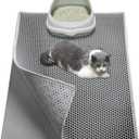 Cat Litter Box Mat, Large 30" X 24" EVA Litter Trapping Mat, Double Layer Honeycomb Holes Scatter Control, Gray