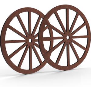 Boao 2 Pcs Wagon Wheel Decorations Felt Wagon Wheel Cutouts Western Cowboy Party Decorations Vintage Rustic Wall Hanging Cartwheel for Bar Patio Garage Farmhouse (16 x 16 x 0.3 Inches)