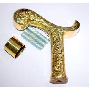 Vintage Designer Brass Head Handle Antique Victorian Cane Wooden Walking Stick