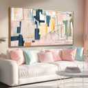 Artexist Pink Abstract Canvas Wall Art 24"x48" Office Decor Framed Wall Decor