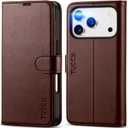 TUCCH Wallet Case for iPhone 17 Pro (6.3-Inch) 2025, 4 Card Holders, RFID Blocking, Stand, Shockproof TPU Shell, PU Leather, Magnetic Closure, Protective Flip Folio Cover, Chocolate Brown
