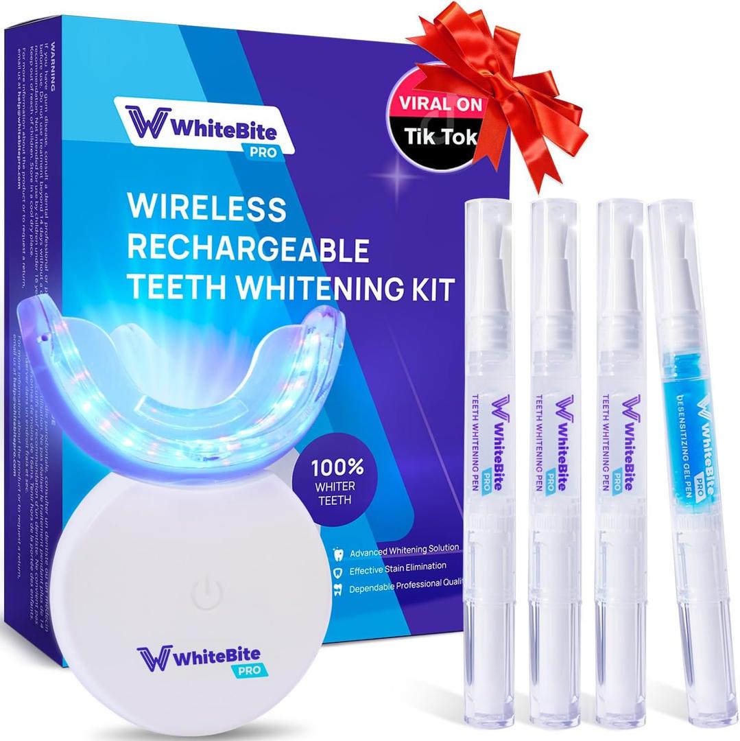 Whitebite Pro Teeth Whitening Kit | Safe for Sensitive Teeth | 32X LED Light, 3 Whitening Pens & 1 Remineralizing | Pen Powerful Tooth Stain Remover