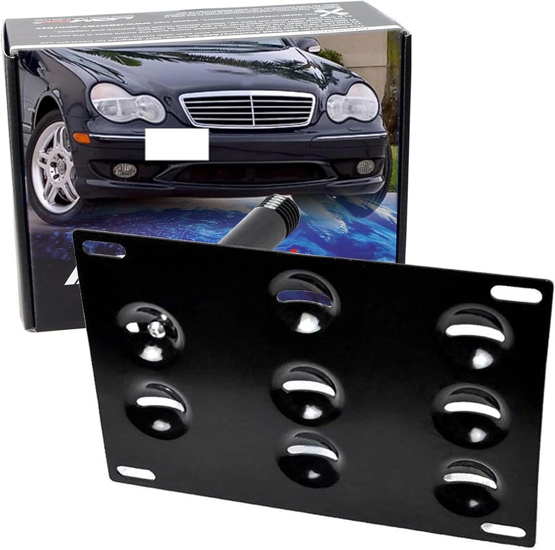 iJDMTOY No Drill Front Bumper Tow Hook License Plate Mounting Bracket Adapter Kit Compatible with Mercedes W203 W210 W211 W219 W220 C208 C E S CLS CLK Class