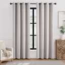 jinchan Linen Textured Room Darkening Curtain 90 Inch Long for Living Room Room Darkening Thermal Insulated Grommet Top Window Drape for Bedroom 52x90 Stone White 1 Panel