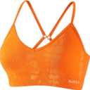 AUROLA Serpent Seamless Sports Bras for Women,Backless Padded Strappy Workout Gym Yoga Crop Tops (Medium, Serpent- Persimmon Orange)