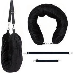 Stuffable Travel Neck Pillow, Soft Velvet Fillable Airplane Pillow for Clothes, Adjustable Neck Fit, Carry-On Packing Luggage Saver