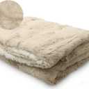 Peluche Lux Faux Fur Blanket - Luxurious Cuddle and Swaddle for Newborn - Soft Plush Blankey - Fuzzy Baby Blankets for Boys & Girls (Champagne and Natural, 29" x 36")