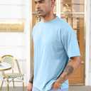 Opomelo Men's Oversized Workout T-Shirts Gym Lightweight Quick Dry Tee | Short Sleeve, Breathable, Crew Neck, Loose Fit, Athletic, Soft, Skin-Friendly (Blue, M)