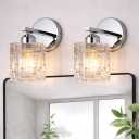 2-Pack Chrome Crystal Bathroom Vanity Lights, 1-Light Wall Mount Fixture for Over Mirror, Modern Wall Light for Bathroom, Bedroom, Hallway