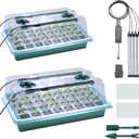 Seedfactor 2 Packs Seed Starter Tray with Grow Light, 40-Cell Seedling Starter Trays Kit with Automatic Timer, Adjustable Light, Full Spectrum, Humidity Dome, Seedling Tray for Plants Indoor-Clear