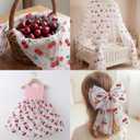 4 Pcs Cherry Table Runners 29 x 70 Inch Glitter Cherry Tulle Lace Table Runner for Birthday Party Baby Shower Wedding Summer Home Kitchen Decor