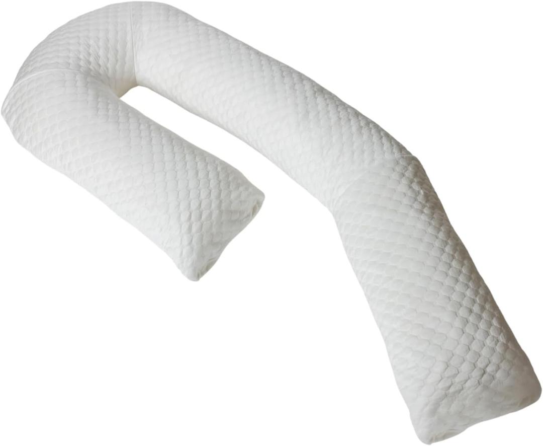 MedCline Cooling Body Pillow for Side Sleepers, Full-Body Support Pillow with Adjustable Memory Foam Stuffing, Ergonomic Design for Comfort All Night Long