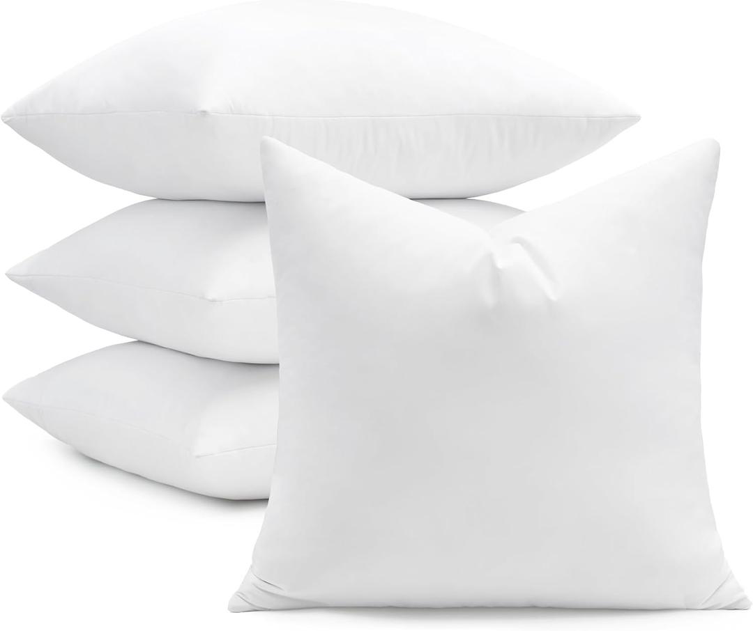 puredown® 24x24 Feather Down Pillow Inserts, Set of 4 Throw Pillow Inserts for Decorative Throw Pillow, Bed, Couch and Home Decor