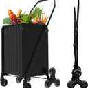 JIALIJIU Folding Stair Climber Cart - Waterproof Bag Included, 10-min Assembly Lightweight Utility Wagon with 360 Swivel Wheels for Grocery, Camping, Apartments, Laundry, Max Load 140 lbs, Black