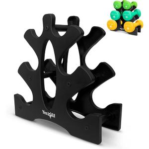 Yes4All Neoprene Coated Dumbbell Hand Weight Sets of 2 - Multiple Weight Options with 15 Colors, Anti-roll, Anti-Slip, Hexagon Shape (Q. Black - Dumbbell Rack)