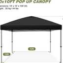 HYPER VENTURE 10x10ft Pop Up Canopy Tent with One Push Setup, Portable Outdoor Event Shelter with Rolling Carry Bag for Camping, Beach, Market, Patio (Black)
